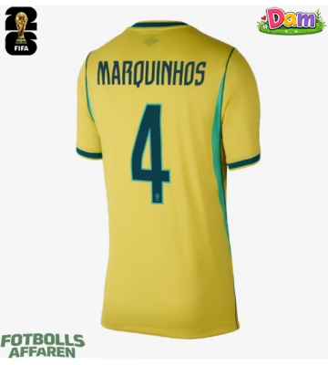 Brasilien Marquinhos #4 Hemmatröja Kvinnor VM 2026 Kortärmad